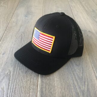 Trucker Patriot Hat Black- White or Gold Outline