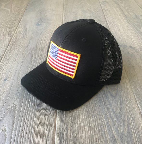 Trucker Patriot Hat Black- White or Gold Outline